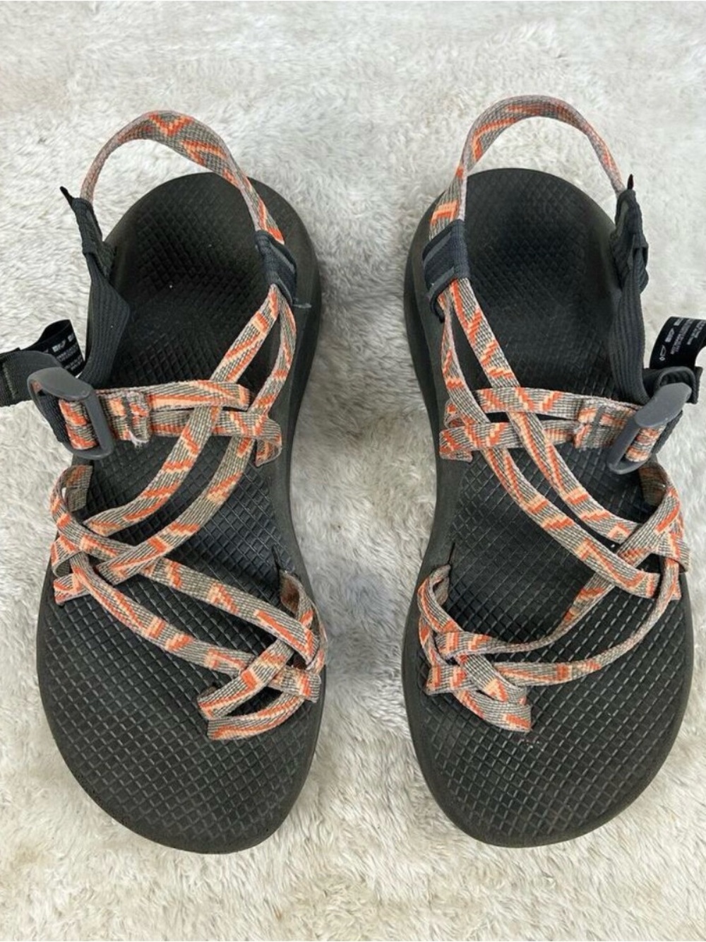 Chaco Women’s Outdoor Sport Hiking Sandals - Gray with Orange Straps W9 40 EUR